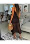 Women's Rope Strap V-Neck Lined Asymmetrical Detailed Ruched Midi Dress - 3