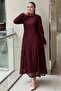 Stone Embellished Collar and Piping Detailed Guipure Dress - 2