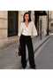 Women's Polka Dot Double Breasted Collar Tie-Waist Loose Summer Blouse - 5