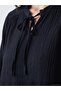 Lcw Everyday Black Tie-Neck Gathered Textured Blouse - 3