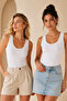 Women's Cotton & Modal V-Neck 2-Piece Camisole Undershirt - with Gathering Chest Pads