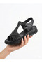 Genuine Leather Black Orthopedic Sole Women's Sandals Suitable for Heel Spurs - 3
