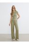 Özmarka New Season Elastic Waist Textured Women's Trousers