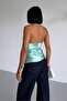 Halter Neck Satin Blouse - 4