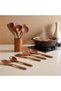 CENXI Wooden Cooking Spoons, Cooking Utensils 6pcs, Natural Teak Wooden Spatulas, with Utensils Holder - 7
