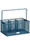 Utensil Holder, Silverware Organizer, Caddy, Cutlery Holder, Kitchen, Metal Mesh, 10"L x 7"W x 4.75"H, Turquoise - 7