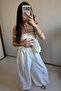 White Parachute Fabric Strapless Top and Bottom Set - 5