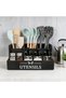 Extra Large Kitchen Utensils Holder 4 Compartments,Wood Utensil Organizer for Kitchen Countertop,Farmhouse Cooking Utensil Holder with Spice Storage space - 2