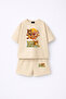 Super Bear Adventure Super Bear Printed Oversize 100% Cotton T-Shirt Shorts 2-Piece Children's Set