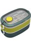 1300ml Lunchbox 2 Layers 3 Compartments Stainless Steel Lunch Box Dark Green-Pistachio Green