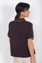 Women's Polo Collar Crepe Satin Blouse - 4