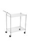 Heavy Duty Metal 2 Tier Trolley with Metal Wire Shelves Office Kitchen Storage and Transportation Chrome Plated 75 x 45 x 93 cm Heavy Duty Handle - 6