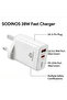 38W Fast Charger with PD & QC Dual Ports, USB-C + USB-A Wall Charger, UK Plug, White - 4