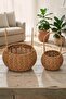 Rattan 1686 2-Piece Basket with Handles - Organizer Rattan Woven Basket - 2