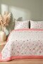 Pink Flowers Double Quilted Pique & Multi-Purpose Bedspread - 3 Pieces