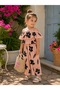 Girl's Floral Patterned Off-Shoulder Top and Bottom Set - 3