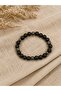 Natural Stone Men's Bracelet with Black Lava Stone and Hematite Detail - 2