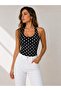 Black Polka Dot Backless Halter Neck Bodysuit