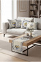 Majolika Lemon Flower Pattern Navy Blue Beige Gray 4 Throw Pillow Covers 1 Runner 5-Piece Set Throw Pillow Cover Set. Table Set Double-Sided Throw Pillow Cover Digital Printing - 4