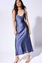 V-Neck Satin Sleeveless Maxi Indigo Midi Dress I0770Ax26Sm - 3