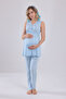 Blue Lace Design Strappy Cotton Maternity Pajama Set