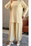 6574 - Stylish Comfortable Knitted Modal Fabric Casual Trousers with Elastic Detail at the Leg Cuffs Women's Set - 7
