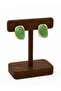 Gold Framed Green Stone Design Women's Earrings