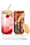 Glass Cup with Lid and Straw – 2 Pack 16oz Reusable Iced Coffee Glasses – Transparent Drinking Cup