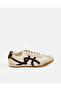Women Beige And Brown Lace Up Sneakers