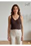 Women's Openwork Strappy V-Neck Knitwear Crop Bustier Blouse - 3