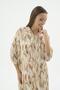 Women's Patterned Long Dress Capri Sleeve Half Buttoned Relaxed Cut Dress C0T8N571 - 3