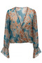 Multi-Colored Voile Chiffon Blouse with Scarf Detail - 4