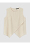 Lcwaikiki Petite Ecru Crew Neck Asymmetrical Cut Blouse - 5