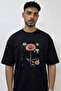 Botanical Art_1 Design Printed Oversize Black T-Shirt