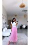 Pink Woven Tencel Full Length Lined Crinkled Skirt