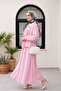 Strawberry Suit with Ruffled Front, Elastic Sleeves, Belted Waist, and Skirt - Pink - 4