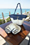 Handmade Beach Pool Bag and Hat Set with Bow and Ribbon Multi-Purpose Easy to Clean Washable Decorative Bag and Hat - 2