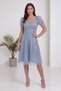 Women's Watermelon Sleeve Square Collar Embroidered Midi Length Tulle Dress Burgundy, Navy Blue, Indigo, Black - 5
