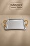 Silver Tray with Gold Handle - Stainless Steel Italian Handle Detail Coffee Tea Serving Tray Engagement Promise Tray