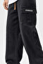 Men's Black Washed Baggy Fit Wide Leg Denim Jean Trousers with Cargo Pockets - 2