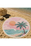 Round Beach Towel 150 cm Sunset and Palm Tree Pattern Printed Beach Towel - 3