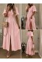 Linen Fabric Balloon Sleeve Button Detailed Maxi Dress