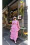 Women's Embroidered Layered Flounce Waist Tie Suit Pink - 3