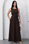 Crew Neck Belted Wide Leg Jumpsuit Grs4017 - 3