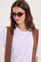 Women's Oversize Wide Cut 100% Cotton Shoulder Tie Short Sleeve Crew Neck White T-Shirt - 4