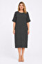 Women's Plus Size Black, Polka Dot Pattern, Short Sleeve, Crew Neck Dress 65N39563