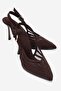Fauna Dark Brown Satin Women's Heeled Shoes