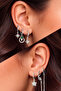 Silver Color Steel Green Stone Chain Star Dangle Earrings Set of 6 - 2