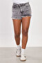 Women's Tasseled Denim Shorts - Anthracite - 3