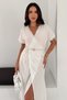 Women's Double Breasted Collar Belted Lace Detailed Midi Dress Casual and Stylish Summer Dress - 6
